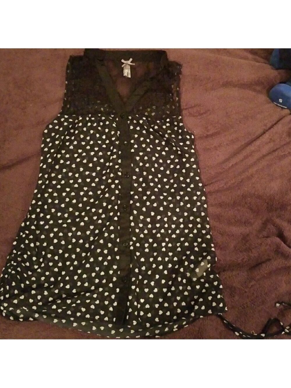 Lace Heart Button Up Tank Top